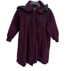 Rothschild Girls Size 7 Coat Jacket longline Hooded Dark Purple faux fur lined
